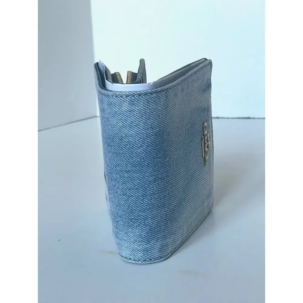 Coach Snap Wallet CEC35 Loved Denim Light Indigo Cherry Charm